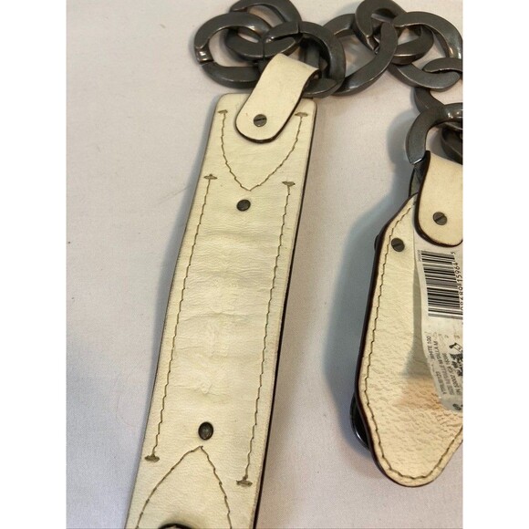 JUICY COUTURE WOMENS WHITE CHAIN LEATHER BELT SIZE M / L 37 INCHES VINTAGE